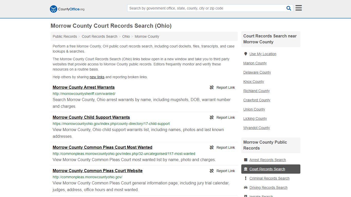 Court Records Search - Morrow County, OH (Adoptions ...